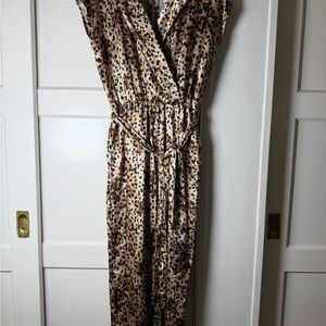 Bar III Leopard Print Sleeveless Jumpsuit in Tan and Black